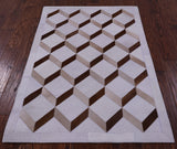 Brown & White Natural Cowhide Hand Stitched Patchwork Rug - 3' 3" X 5' 0" - Golden Nile