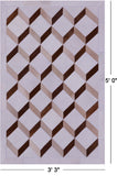 Brown & White Natural Cowhide Hand Stitched Patchwork Rug - 3' 3" X 5' 0" - Golden Nile