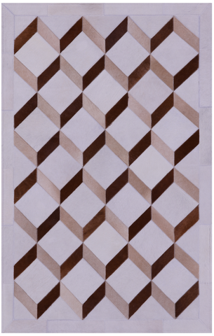 Brown & White Natural Cowhide Hand Stitched Patchwork Rug - 3' 3