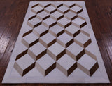 Brown & White Natural Cowhide Hand Stitched Patchwork Rug - 3' 3" X 5' 0" - Golden Nile