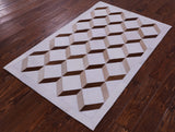 Brown & White Natural Cowhide Hand Stitched Patchwork Rug - 3' 3" X 5' 0"