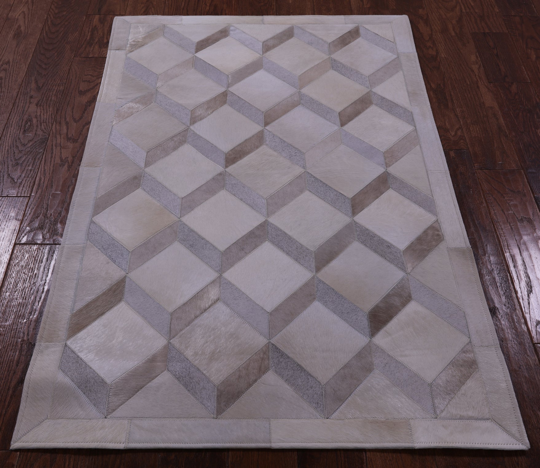 Brown Natural Cowhide Hand Stitched Patchwork Rug - 3' 3" X 5' 0" - Golden Nile