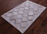Brown Natural Cowhide Hand Stitched Patchwork Rug - 3' 3" X 5' 0"