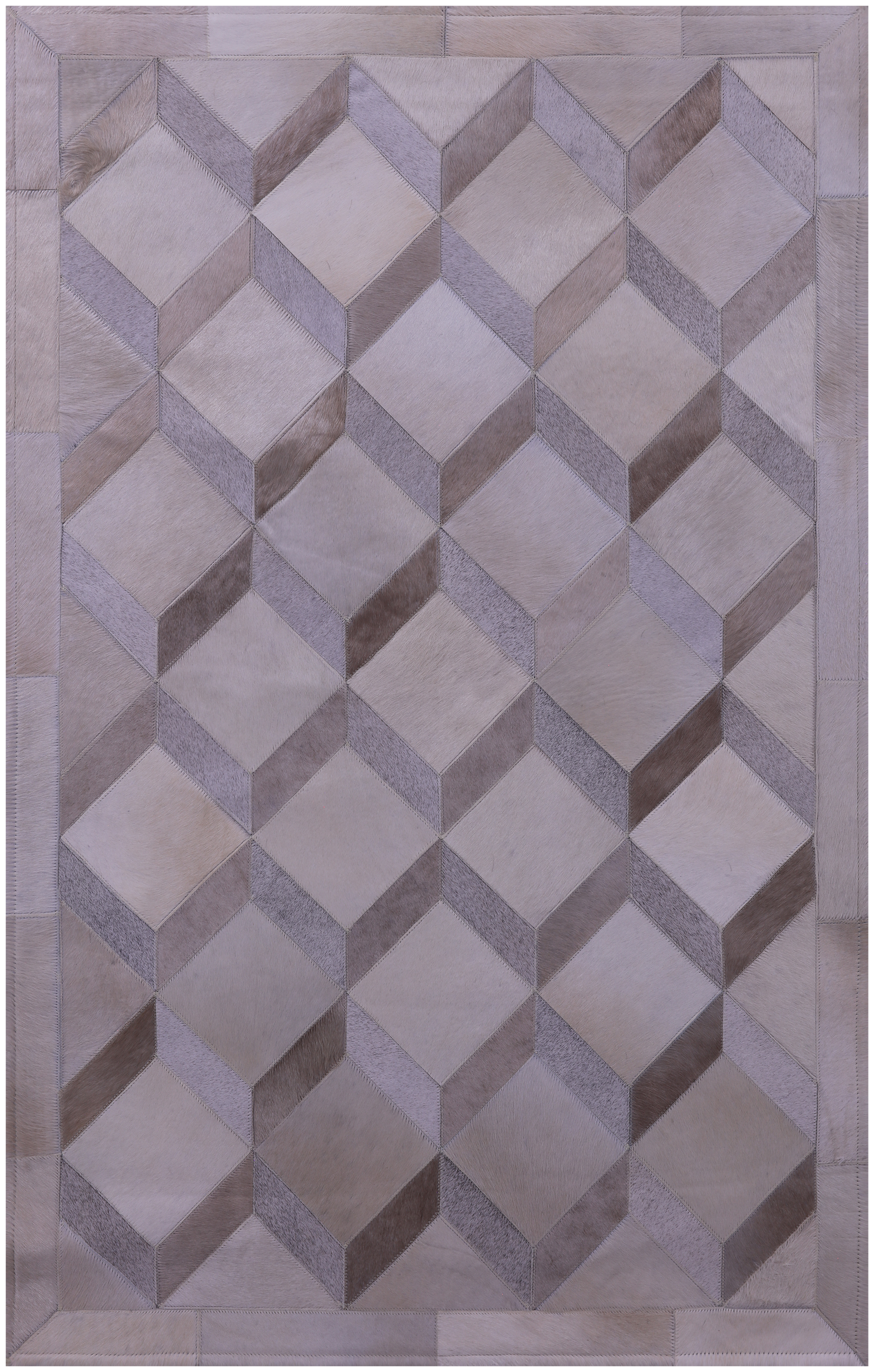 Brown Natural Cowhide Hand Stitched Patchwork Rug - 3' 3" X 5' 0" - Golden Nile