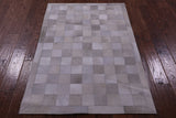 Grey Natural Cowhide Hand Stitched Patchwork Rug - 3' 4" X 5' 0"