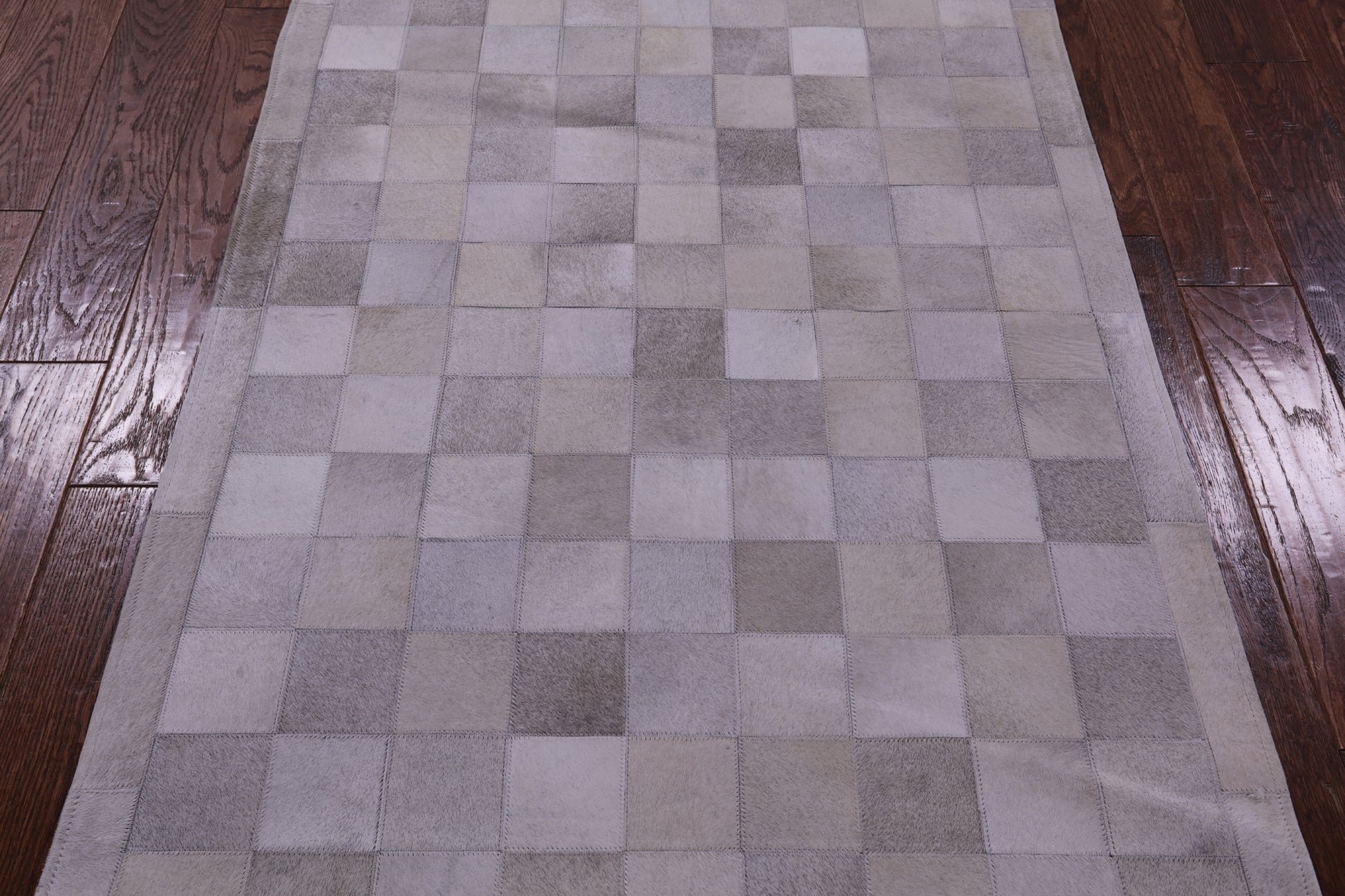 Grey Natural Cowhide Hand Stitched Patchwork Rug - 3' 4" X 5' 0" - Golden Nile