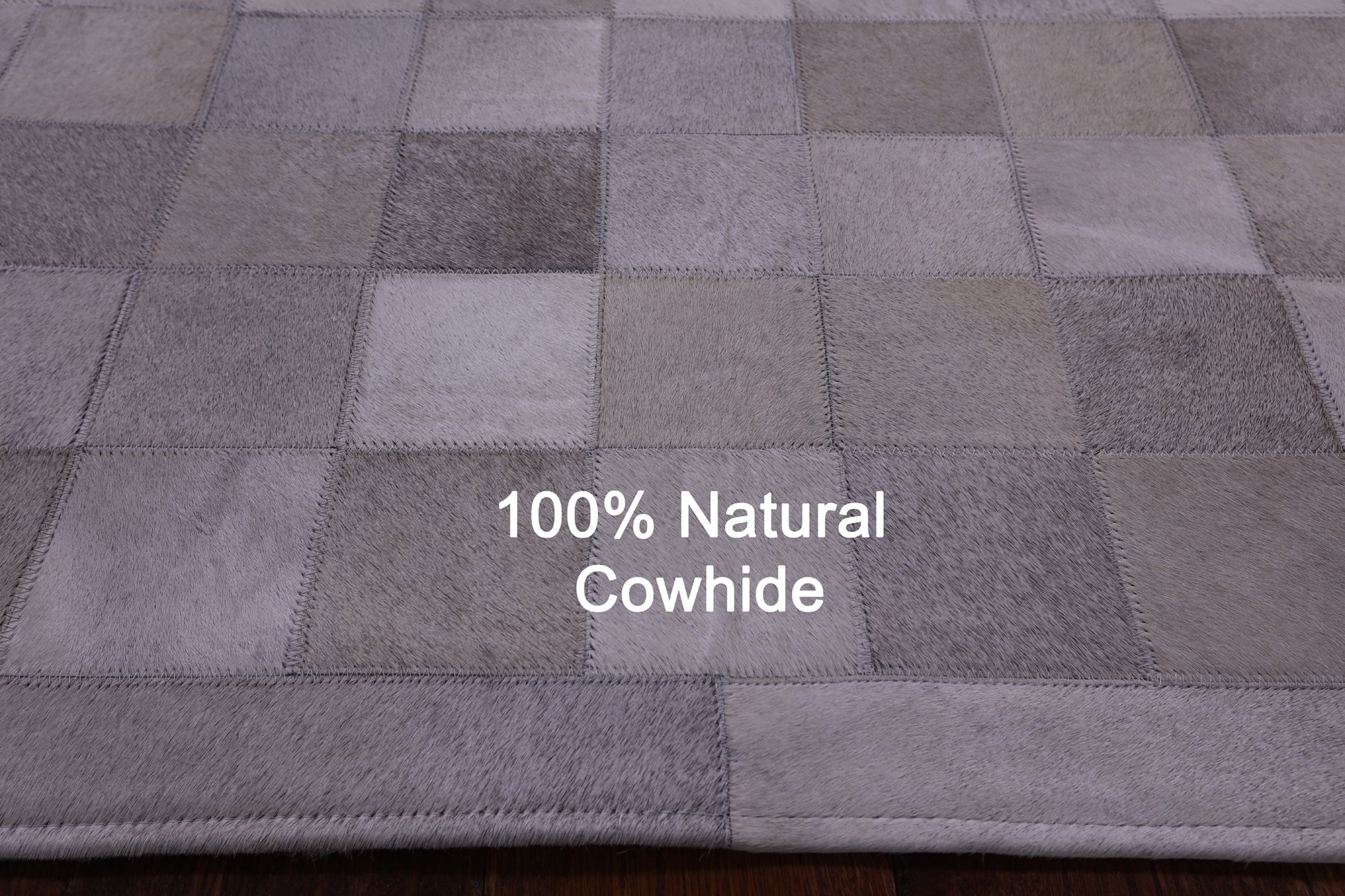 Grey Natural Cowhide Hand Stitched Patchwork Rug - 3' 4" X 5' 0" - Golden Nile