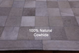 Grey Natural Cowhide Hand Stitched Patchwork Rug - 3' 4" X 5' 0"