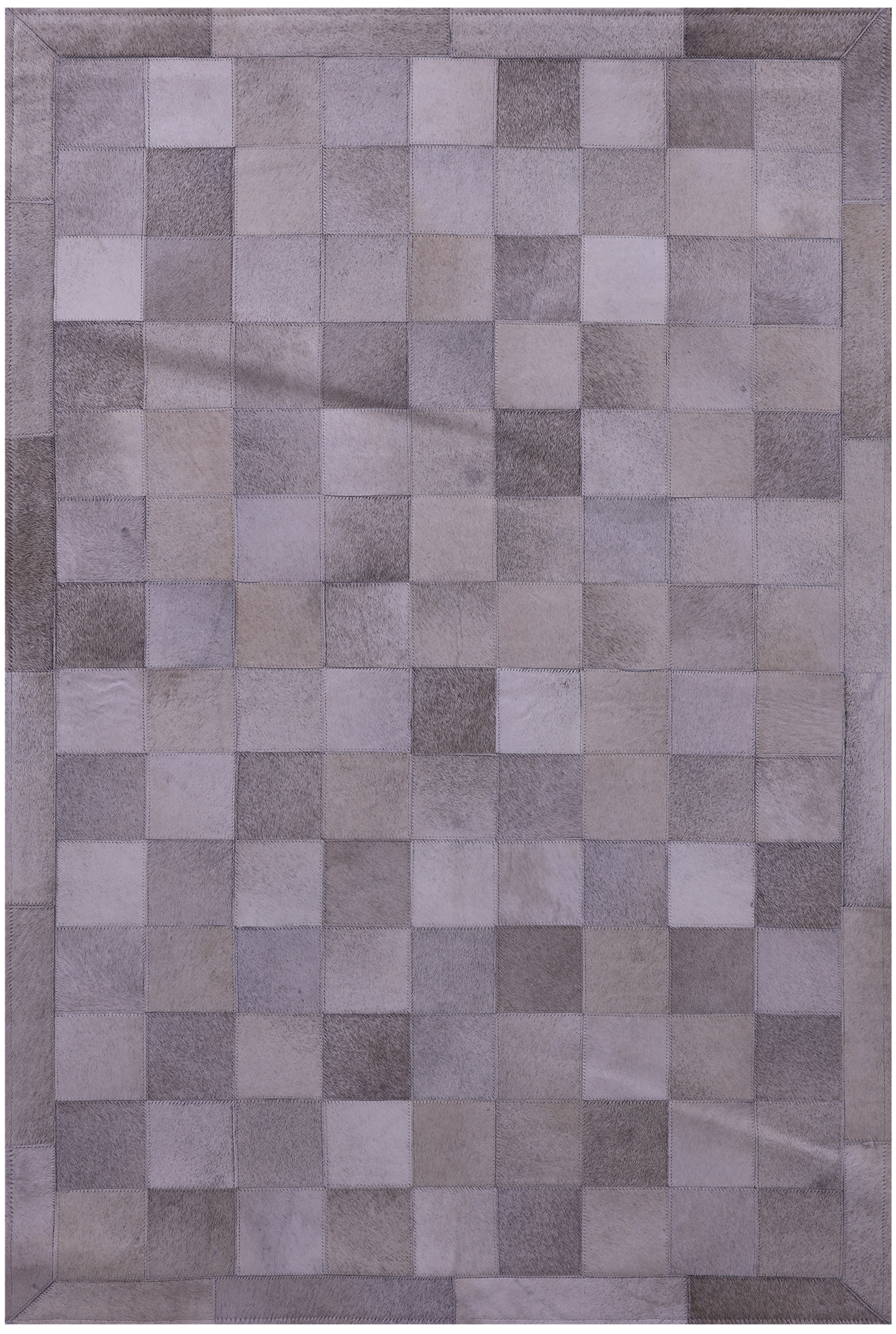 Grey Natural Cowhide Hand Stitched Patchwork Rug - 3' 4" X 5' 0" - Golden Nile