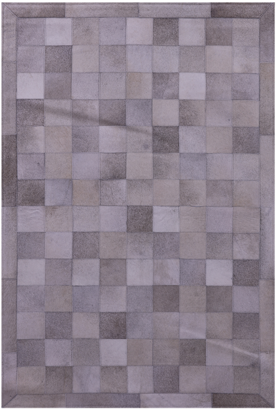 Grey Natural Cowhide Hand Stitched Patchwork Rug - 3' 4" X 5' 0"