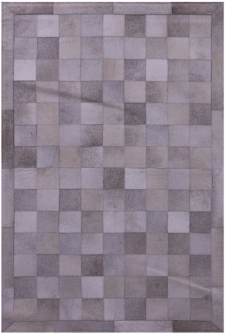 Grey Natural Cowhide Hand Stitched Patchwork Rug - 3' 4