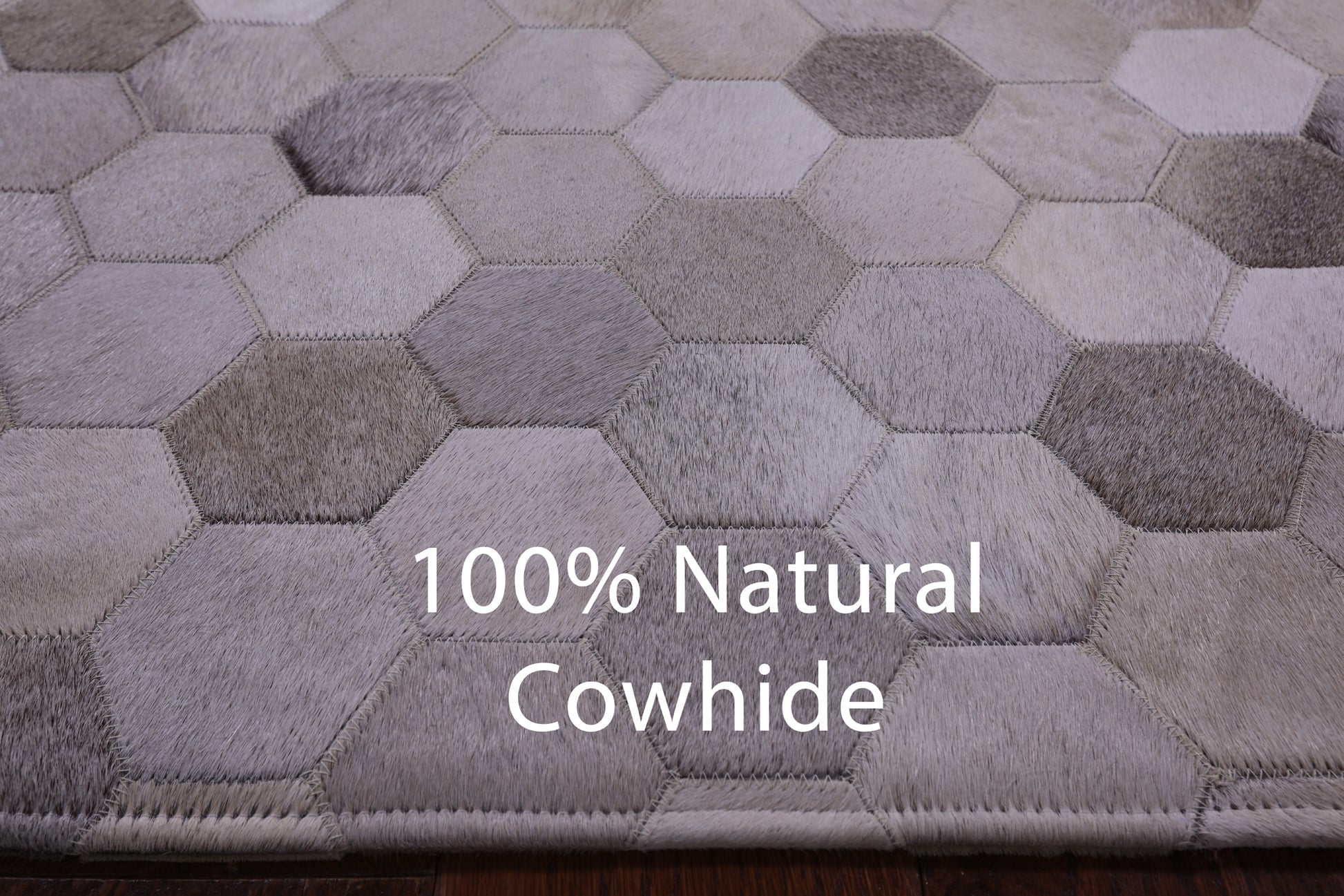 Grey & White Natural Cowhide Hand Stitched Patchwork Rug - 3' 4" X 4' 10" - Golden Nile