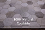 Grey & White Natural Cowhide Hand Stitched Patchwork Rug - 3' 4" X 4' 10"