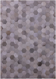 Grey & White Natural Cowhide Hand Stitched Patchwork Rug - 3' 4" X 4' 10"