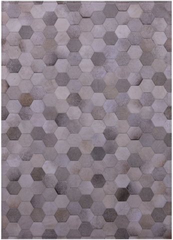 Grey & White Natural Cowhide Hand Stitched Patchwork Rug - 3' 4