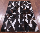 Brown & White Natural Cowhide Hand Stitched Patchwork Rug - 3' 3" X 5' 0"