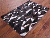 Brown & White Natural Cowhide Hand Stitched Patchwork Rug - 3' 3" X 5' 0"