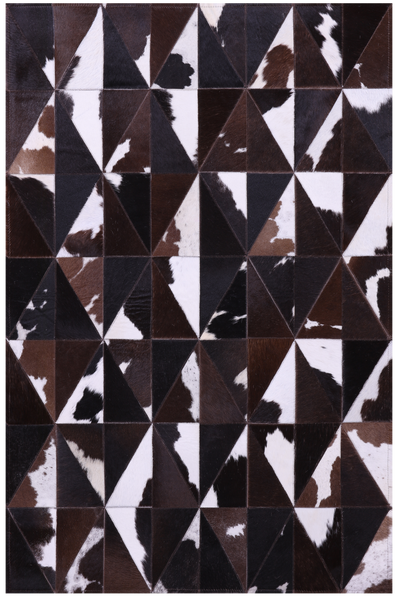 Brown & White Natural Cowhide Hand Stitched Patchwork Rug - 3' 3" X 5' 0"
