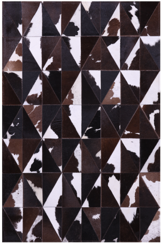 Brown & White Natural Cowhide Hand Stitched Patchwork Rug - 3' 3