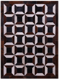 Brown & White Natural Black Cowhide Hand Stitched Patchwork Rug - 3' 8" X 5' 0"