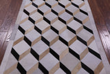 Brown & White Natural Cowhide Hand Stitched Patchwork Rug - 3' 7" X 4' 11" - Golden Nile