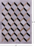 Brown & White Natural Cowhide Hand Stitched Patchwork Rug - 3' 7" X 4' 11" - Golden Nile