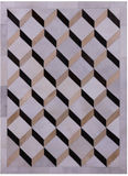 Brown & White Natural Cowhide Hand Stitched Patchwork Rug - 3' 7" X 4' 11"