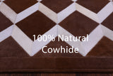 Brown & White Natural Cowhide Hand Stitched Patchwork Rug - 3' 2" X 5' 0" - Golden Nile