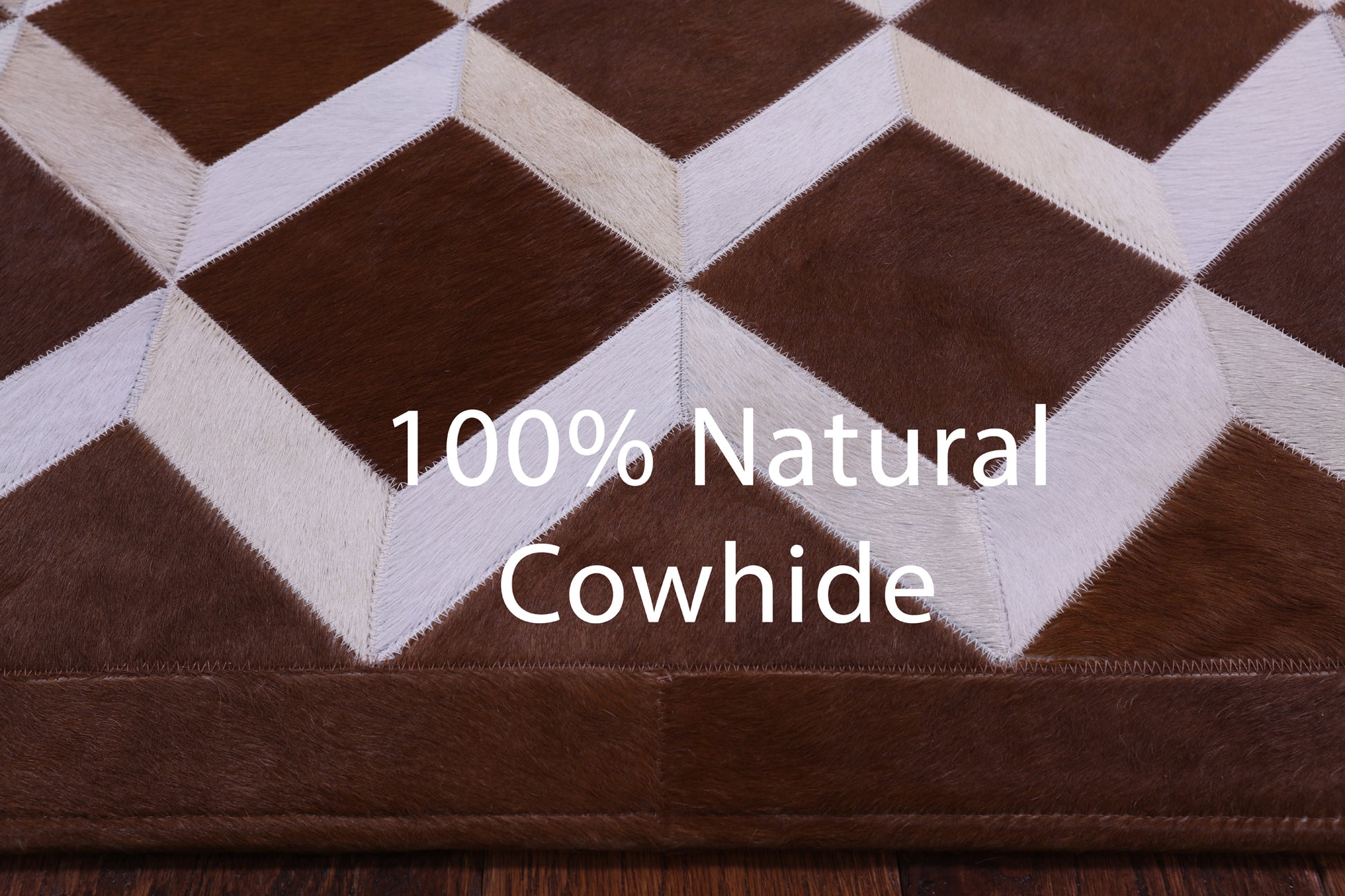 Brown & White Natural Cowhide Hand Stitched Patchwork Rug - 3' 2" X 5' 0" - Golden Nile