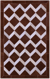 Brown & White Natural Cowhide Hand Stitched Patchwork Rug - 3' 2" X 5' 0"
