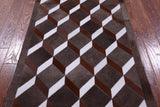 Brown & White Natural Cowhide Hand Stitched Patchwork Rug - 3' 2" X 4' 11" - Golden Nile