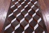 Brown & White Natural Cowhide Hand Stitched Patchwork Rug - 3' 2" X 4' 11"