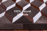 Brown & White Natural Cowhide Hand Stitched Patchwork Rug - 3' 2" X 4' 11" - Golden Nile