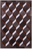 Brown & White Natural Cowhide Hand Stitched Patchwork Rug - 3' 2" X 4' 11"
