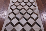 Brown & White Natural Cowhide Hand Stitched Patchwork Rug - 3' 3" X 5' 0" - Golden Nile
