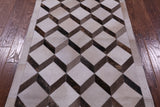 Brown & White Natural Cowhide Hand Stitched Patchwork Rug - 3' 3" X 5' 0"