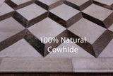 Brown & White Natural Cowhide Hand Stitched Patchwork Rug - 3' 3" X 5' 0" - Golden Nile