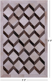 Brown & White Natural Cowhide Hand Stitched Patchwork Rug - 3' 3" X 5' 0"