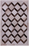 Brown & White Natural Cowhide Hand Stitched Patchwork Rug - 3' 3" X 5' 0"