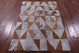 Brown Salt & Pepper Natural Cowhide Hand Stitched Patchwork Rug - 3' 3" X 5' 0" - Golden Nile