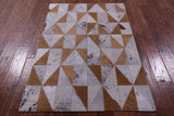 Brown Salt & Pepper Natural Cowhide Hand Stitched Patchwork Rug - 3' 3" X 5' 0"