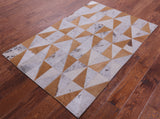 Brown Salt & Pepper Natural Cowhide Hand Stitched Patchwork Rug - 3' 3" X 5' 0"