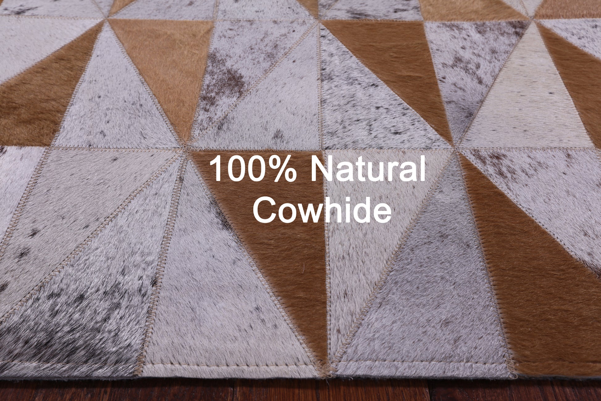 Brown Salt & Pepper Natural Cowhide Hand Stitched Patchwork Rug - 3' 3" X 5' 0" - Golden Nile
