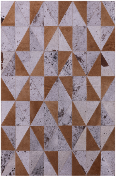 Brown Salt & Pepper Natural Cowhide Hand Stitched Patchwork Rug - 3' 3" X 5' 0" - Golden Nile