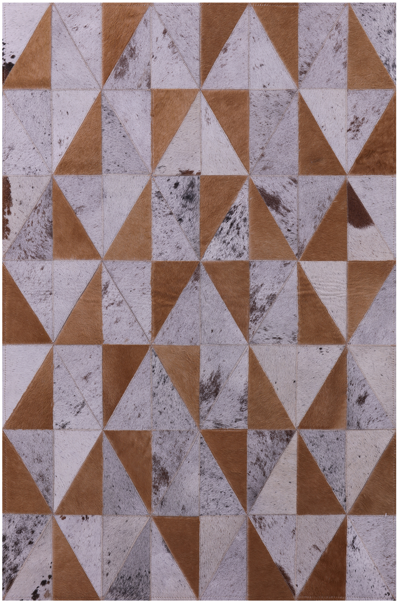Brown Salt & Pepper Natural Cowhide Hand Stitched Patchwork Rug - 3' 3" X 5' 0" - Golden Nile
