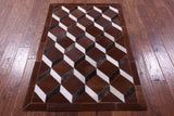 Brown Natural Cowhide Hand Stitched Patchwork Rug - 3' 2" X 5' 0" - Golden Nile