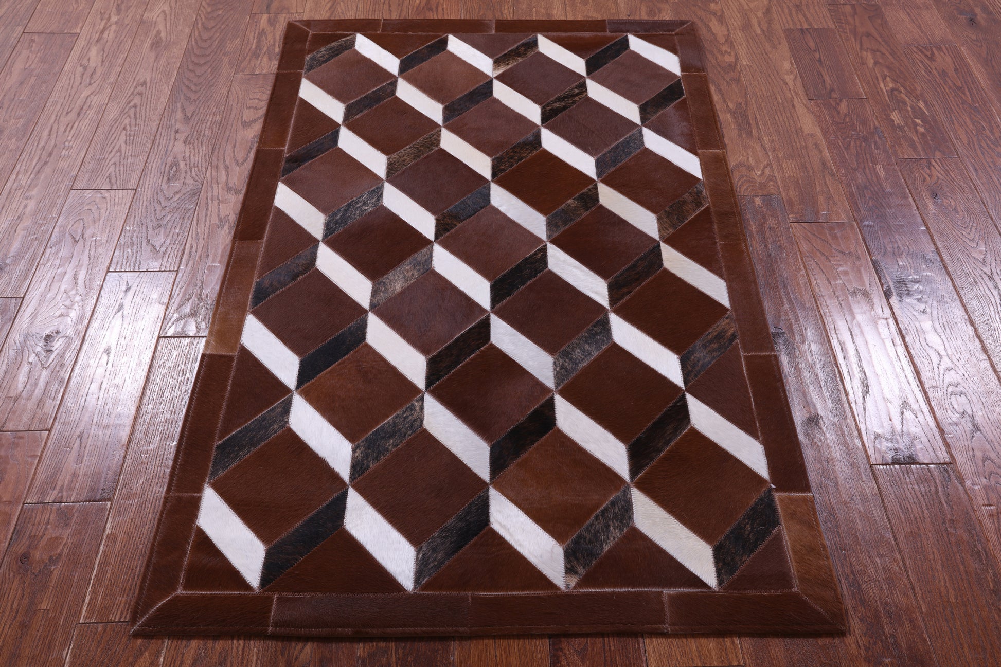 Brown Natural Cowhide Hand Stitched Patchwork Rug - 3' 2" X 5' 0" - Golden Nile
