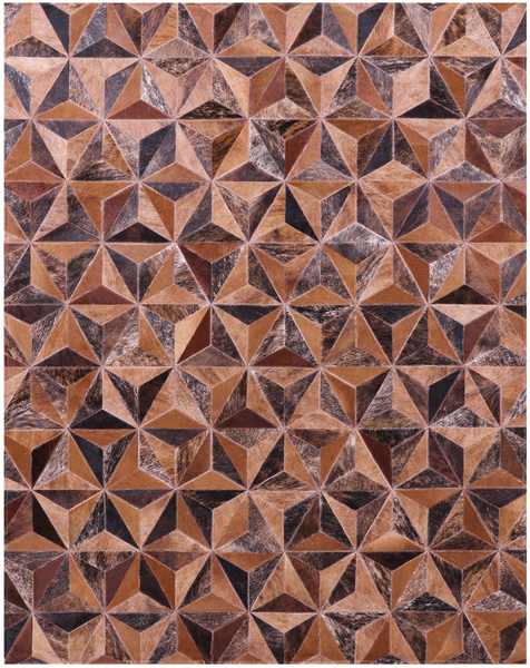 Brindle Brown Natural Cowhide Hand Stitched Patchwork Rug - 5' 3" X 6' 7"