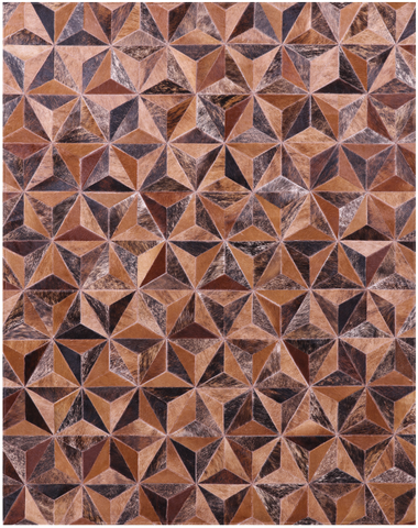 Brindle Brown Natural Cowhide Hand Stitched Patchwork Rug - 5' 3