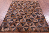 Brindle Brown Natural Cowhide Hand Stitched Patchwork Rug - 5' 3" X 6' 7"